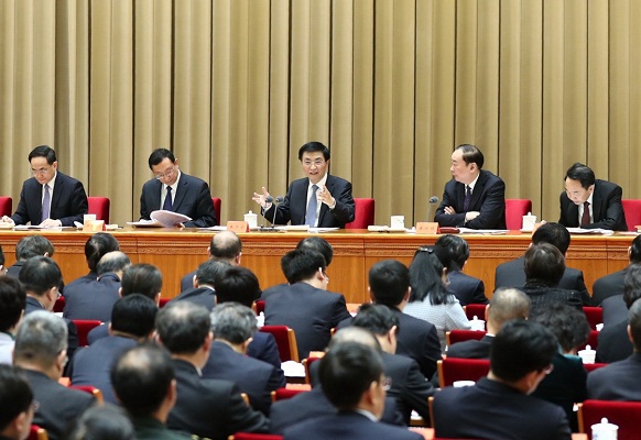 中共中央政治局常委、中央书记处书记王沪宁出席会议并讲话